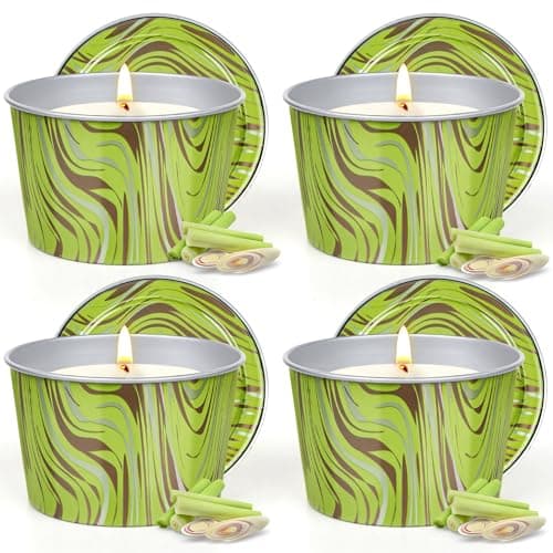 Image of Citronella Candles Outdoor and Indoor 120 Hours,4 Pack Outdoor Candles for Home Camping Garden Patio Balcony Decorative,Soy Wax, Long Burning Time,Smokeless,