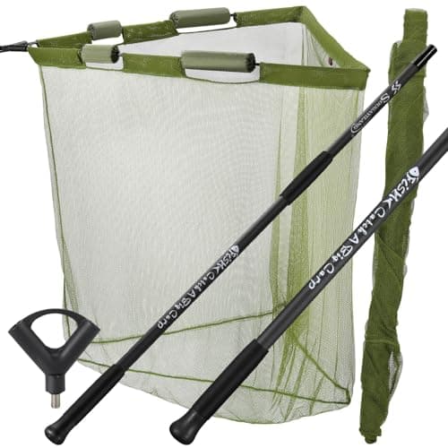 Image of Sougayilang 42" Carp Landing Net - Fishing Net - 2m Carbon Fiber Telescopic Handle, Heavy-Duty Float Design for Big Carp - Includes Carry Bag