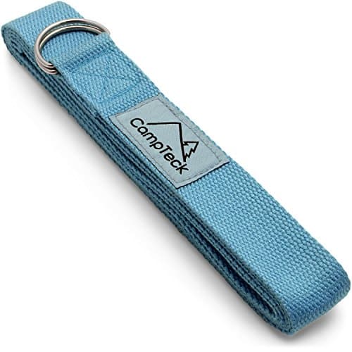 Image of CampTeck U6823 D-Ring Polyester Yoga Strap – Adjustable Stretching Yoga Belt for Holding Positions, Improved Flexibility, resistance for Pilates, Yoga, Fitness and Exercise - 243 x 3.8cm - Blue