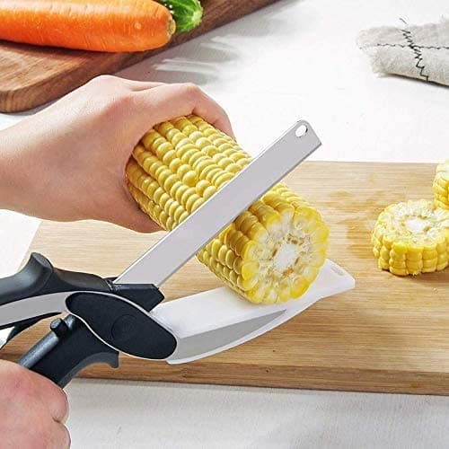Image of Clever Cutter, Food Chopper, Food Scissors with Cutting Board Built-in-Use for Quick and Easy Cutting as Food Shears, Vegetable Slicer, Fruit Cutter
