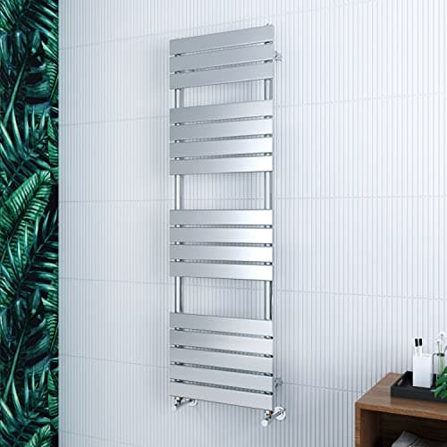 Image of ELEGANT Chrome Flat Panel Towel Rail Radiator 1600 x 500mm Modern Designer Heated Towel Rail Central Heating Rad for Bathroom