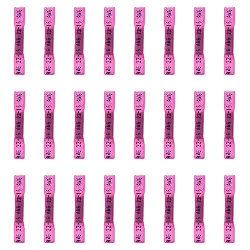Image of Ruidee 100 Pcs Heat Shrink Butt Connectors Terminals,Insulated Waterproof Wire Connector ,Marine Automotive Electrical Crimp Butt Splice Terminal 22-16 AWG Red/URTH