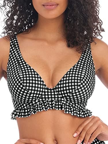 Image of Freya Check in High Apex Bikini Top Monochrome Black 32FF