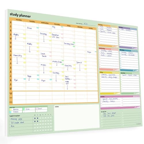 Image of A3 Study and Revision Planner Pad - 52 Huge 42x30cm thick A3 sheets to plan and manage your exams and studies