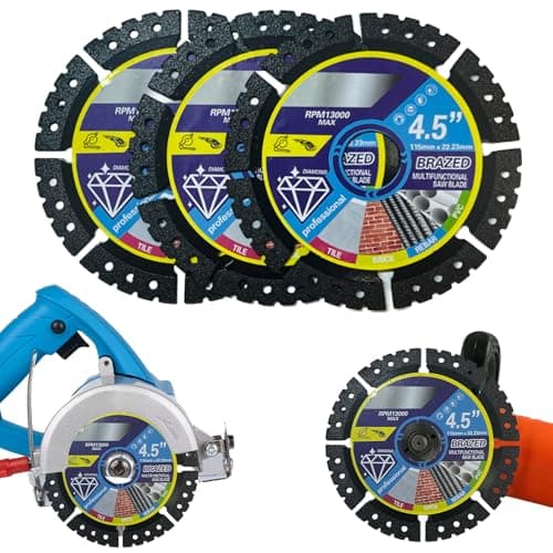 Image of 3Pcs Diamond Multi-Purpose Saw Blades-115mm/4.5", Heavy Duty Angle Grinder Discs Porcelain Cutting, 1.2mm/0.05" Ultra Thin Wheel Disc for Cutting Granite Marble Concrete Tiles Plastic