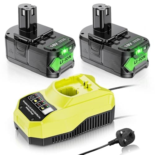 Image of 2x 18V 5500mAh P108 Replacement Batteries for Ryobi + 4A P117 Charger. Compatible with Ryobi One+: RB18L50 RB18L25 RB18L40 RB18L20 RB18L15 RB18L13 P102 P103 P104 P105 P106 P108