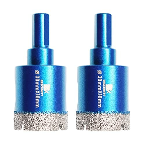 Image of Dry Diamond Core Drill Bit Set,BRSCHNITT 2pcs/pack 30mm Diamond Hole Saw Core Drill Bit with Triangle Shank for Porcelain Tile Ceramic Stone Granite Marble