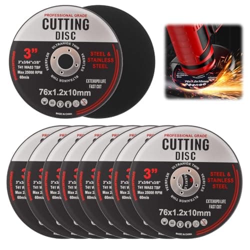 Image of 76mm Cutting Discs, 3" Precise Metal Grinding Wheels for Angle Grinder, Stainless Steel Slitting Discs for Quick Aluminum Wood Iron (10Pcs)