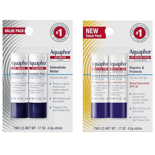 Image of Aquaphor Lip Repair, Moisturizing Lip Balm Multipack (2 Repair Sticks + 2 Protect SPF 30 Sticks)