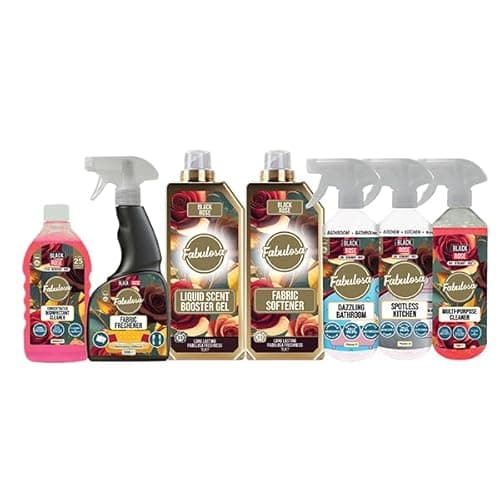 Image of Fabulosa All-in-One General Household Cleaning Bundle, Oud Cleaners and Fresheners, Antibacterial Sprays and Disinfectants Long Lasting Fabric Softener and Liquid Scent Booster Gel, 7 Pack, Black Rose