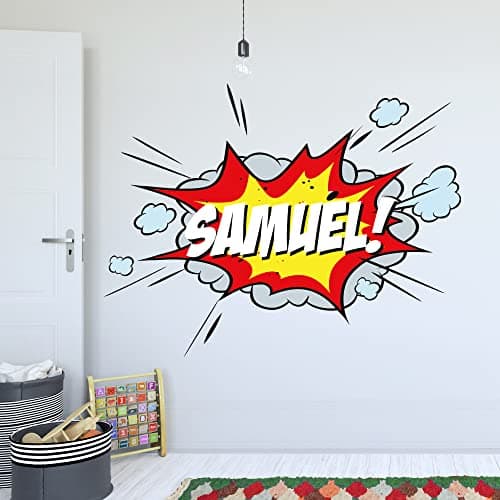 Image of Beautiful Game Comic Book Name Personalised Wall Sticker Kids Art Mural Bedroom Wall Decal (60cm width x 45cm height)