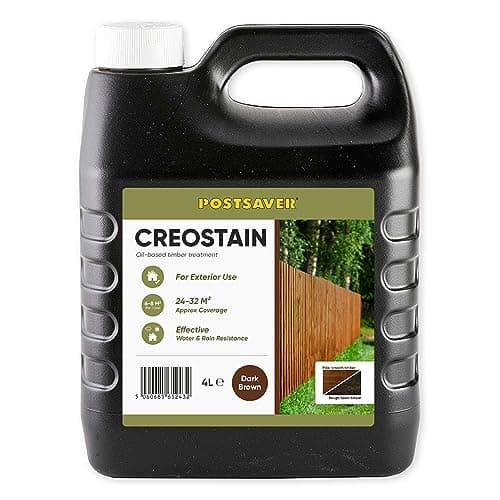 Image of Postsaver Creostain Creocote Oil-Based Wood Treatment | Creosote Substitute | Wood Stain and Preserver | Ideal for Fence Treatment | Low Odour | 4L (Dark Brown)