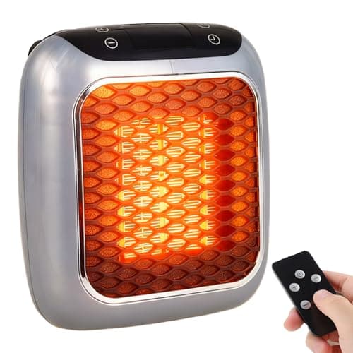 Image of 2026 New Ceramic Wall Heater Plug In, 800W Mini Portable Electric Space Heaters with Remote Control, PTC Ceramic Heating Element, 12 Hour Timing (Gray)