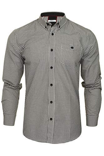 Image of Xact Men's Gingham Check Shirt with Button-Down Collar - Long Sleeved (Black/White) L