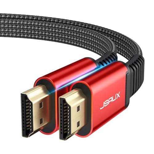 Image of 4K HDMI Cable 3M, JSAUX Flat HDMI 2.0 Cable Ultra High Speed 18Gbps Thin Lead Support 3D, UHD 4K@60Hz, 2160P, HD 1080P Video, Ethernet Compatible with Fire TV, HDTV, Apple TV, PlayStation PS4 PS3 -Red