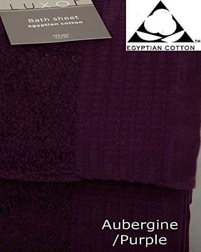 Image of viceroy bedding Pair of JUMBO PURPLE/AUBERGINE Prestige 'Luxor' Egyptian Cotton Towels 650gsm Bath Sheets HUGE SIZE 180cm x 100cm Towel