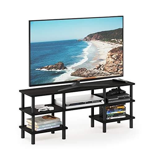 Image of Furinno TURN-N-TUBE TV Stand, 3-Tier Multipurpose Wide Shelf Entertainment Center, TV Console for TV up to 55 Inch, for Living Room, Bedroom, Espresso