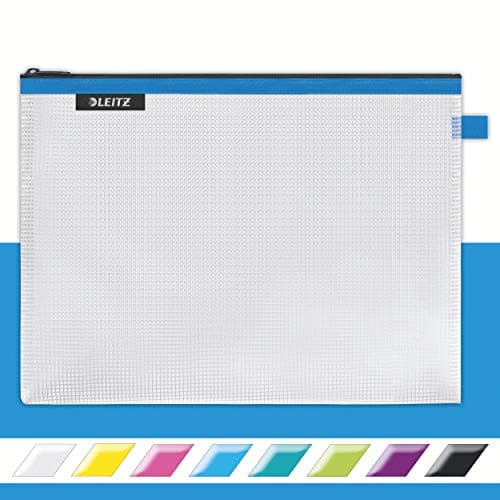 Image of Leitz Wow Travel Pouch, Water Resistant, Translucent, Ideal for Visible Storage and Organisation, Large (A4) - Blue