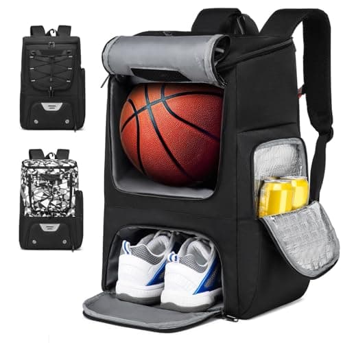 Image of RUCYEN Basketball Backpack, Basketball Bag with Separate Ball Holder & Shoes Compartment Water Resistant Sports Bag