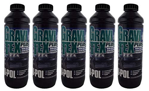 Image of Gravitex UPol Stone Chip Protector Black 1 Litre X 5 Overpaintable Chassis Protection Tough Hard Durable Coating Designed To Reproduce The Manufacturers Original Stone Chip Finish