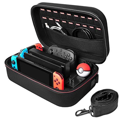 Image of Deruitu Carrying Case Compatible with Nintendo Switch/Switch OLED Model - Portable Travel All Protective Hard Messenger Bag Soft Lining 18 Games for Switch Accessories (Case with Shoulder Strap)
