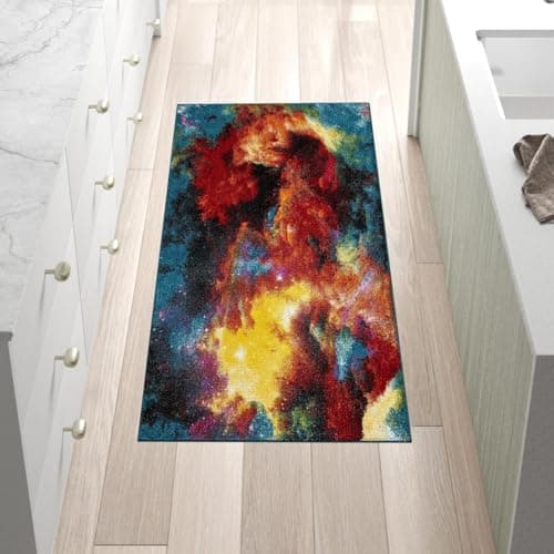Image of renoazul® Multicoloured Area Rug forLiving Room, Hallway, Bedroom and Office, 80 x 150 cm, Splash, Soft Thick Pile Fluffy Thick Plush Geometric Pattern Rug