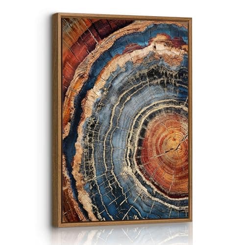 Image of Framed Canvas Wall Art Vintage Tree Rings Canva Paintings Abstract Wood Grain Texture Bedroom Wall Pictures Nature Inspired Farmhouse Canvas Prints Artwork Home Decor for Living Room Office 30X40cm