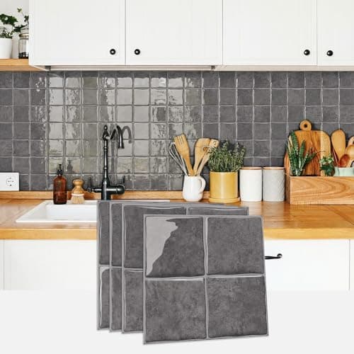 Image of 20 Sheets Mosaic Marble Effect Tile Stickers, Peel and Stick on Tiles for Kitchen Bathroom Wall Backsplash Vinyl Waterproof Self Adhesive Tile Decals Covers (15cm x 15cm, 6x6 inches)