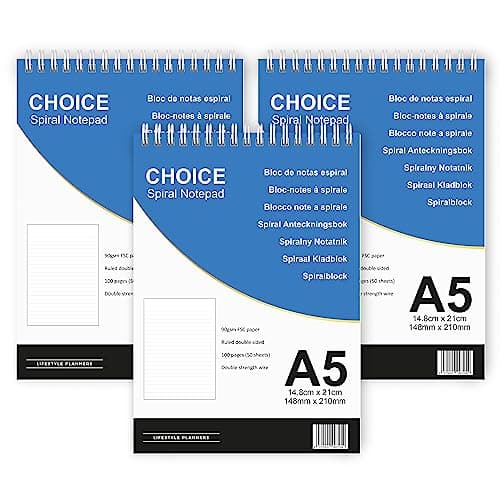 Image of Choice A5 Ruled Notepads - 3 Pack - Double Strength White Wire - 90gsm white ruled paper - Perfect Daily Notepads