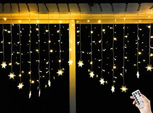 Image of BLOOMWIN Christmas Window Lights 2m x 1m 104 LEDs Snowflakes Curtain Fairy Light Xmas Decoration Icicle Lights Indoor Party Bedroom