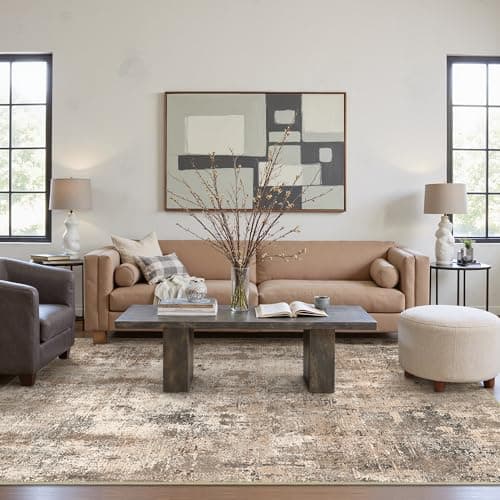 Image of BEIMO Modern Abstract Rugs Living Room, Rugs for Bedroom 160x230cm Machine Non-Slip Washable Rug Rust Red Carpet Faux Short Pile Area Rug for Dining Room Kitchen Office