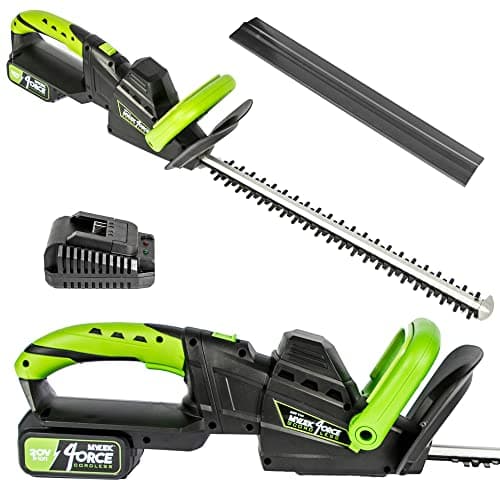 Image of MYLEK Cordless Hedge Trimmer 20v Electric Cutter, 51cm Cutting Length, 16mm Easy Cut Capacity, Lightweight Garden Handheld, 4000mAh Lithium-Ion Battery, UK Electric Fast Charge