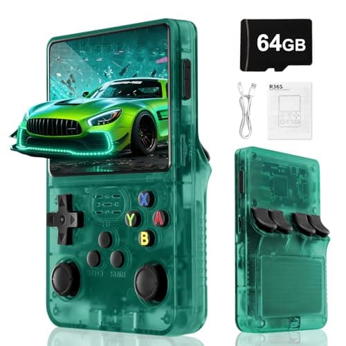 Image of Blidinner R36S Retro Handheld Video Game Console -Linux System,3000mAh Battery,3.5 Inch Screen,64G TF Card,20000+ Classic Games,Portable Game Console for Present to Give Friends for Christmas-Green