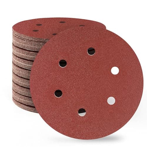 Image of SATC 150mm Sanding Discs 80PCS 120 Grit 6 Holes Orbital Sander Discs Hook and Loop Sanding Pads for Random Orbital Sander
