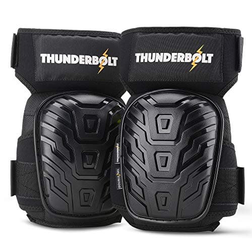 Image of Thunderbolt Knee Pads for Men for Construction Gardening Flooring Roofing Heavy Duty Comfortable Double Gel Thick Foam Cushion with Adjustable Non-Slip Straps Professional Grade