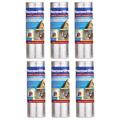 Image of General Purpose Insulation Wrap ThermaWrap 600mm x 7.5m (Pack of 6) | Multi-Purpose Reflective Foil Insulation | Ideal for Attics, Lofts, Sheds & Garages | Energy Saving Barrier