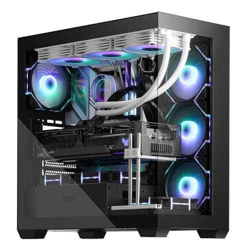 Image of darkFlash ATX Mid-Tower PC Case, Pre-Install 4 PWM ARGB Fans Computer Case, Full View Dual Tempered Glass Gaming PC Case, Type C Port (4 PWM ARGB Fans, Black)
