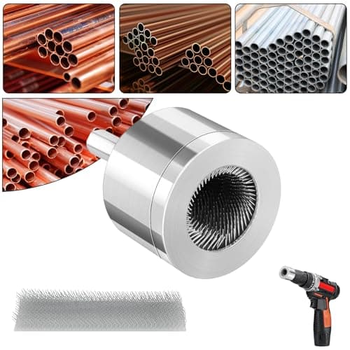 Image of Flintronic Copper Pipe Cleaner, 15mm Drill Tube Cleaning Brush with Replaceable Brush, Metal Copper-Pipe Cleaners Plumbing, Efficient copper Pipe Cleaning Brush for Electric Drill Bit