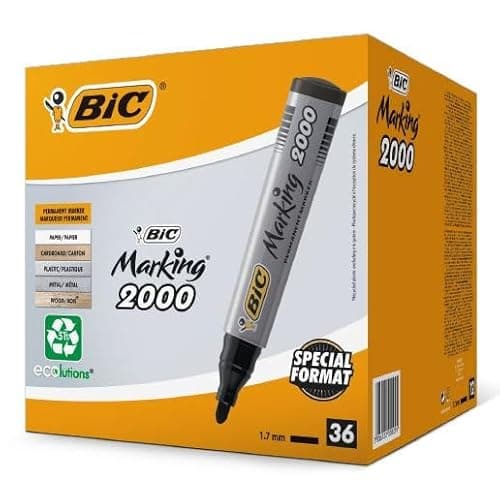 Image of BIC Marking 2000 ECOlutions Permanent Markers Medium Bullet Tip - Black, Box of 36