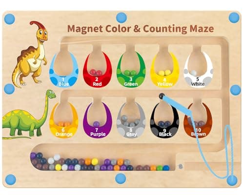 Image of Montessori Toys for 3 Year Olds, Dinosaur Toys for Boys Toys for 3 4 5 Year Olds Boys & Girls Montessori Toddler & Baby Magnetic Color & Number Maze STEM Fine Motor Skills Birthday Gifts Christmas