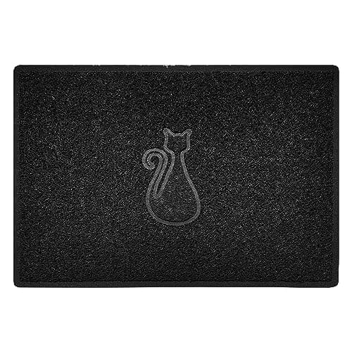 Image of Nicoman CAT Embossed Shape Door Mat Dirt-Trapper Washable Barrier Doormat-(Use Indoor or Sheltered Outdoor)-(90x60cm/3x2ft,Large) Black