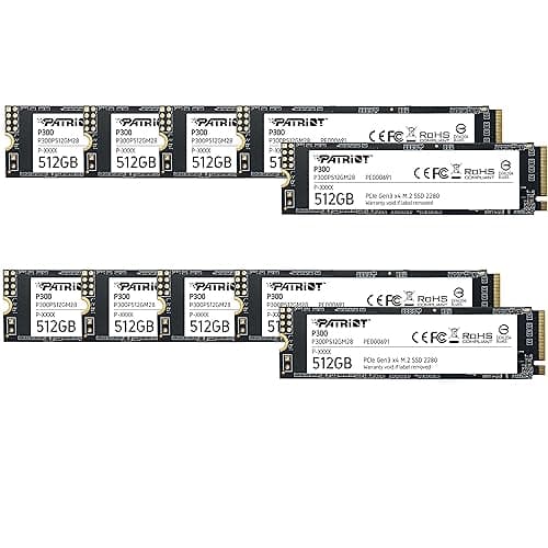Image of Patriot P300 512GB Internal SSD - NVMe PCIe Gen 3x4 - M.2 2280 - Solid State Drive - 10 Pack