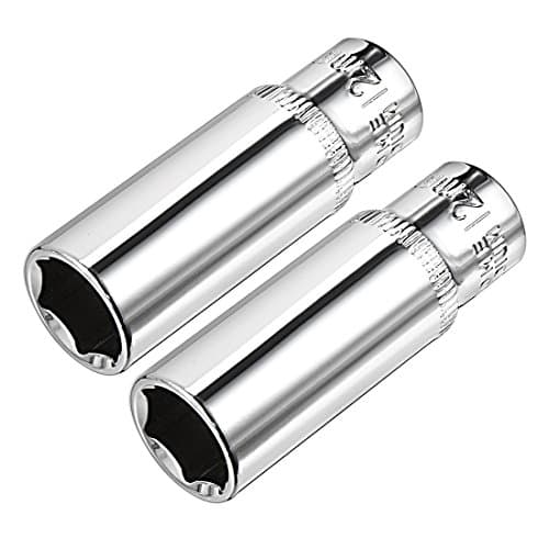 Image of sourcing map 2 Pcs 1/4 Inch Drive 12mm 6-Point Deep Socket, Metric, Cr-V
