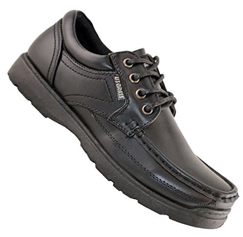 Image of Us Brass Boys Kids New Lace Up Back To School Hard Wearing Formal Black Shoes Size 13-6 - Black - UK 1