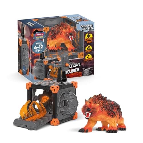 Image of Schleich Eldrador Creatures - 31PC Battle Cave with Lava Bear Playset - Interactive Cave with Pretend Weapon, Trap and Monster Figurine for Boys and Girls - Fantasy Toys for Kids Ages 7+ | 42732