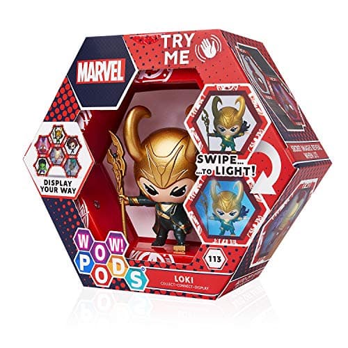 Image of WOW! PODS Avengers Collection - Loki, Superhero Light-Up Bobble-Head Figure, Official Marvel Toys, Collectables and Gifts, Black