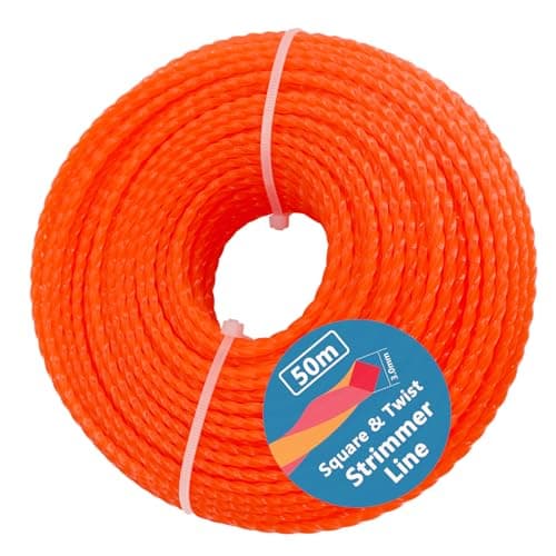 Image of Zeqeey Twist Square Strimmer Cord, 3.0mm x 50m Heavy Duty Nylon Trimmer Line Grass Strimmer String, 0.12" x 164ft