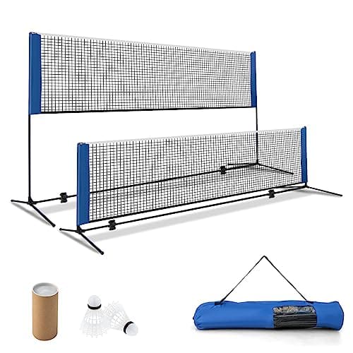 Image of COSTWAY 3.1m/4.2m Badminton Net, Height Adjustable Outdoor Sports Net with 2 Shuttlecocks and Carry Bag, Portable Badminton Set for Volleyball, Pickleball and Tennis (4.2m)