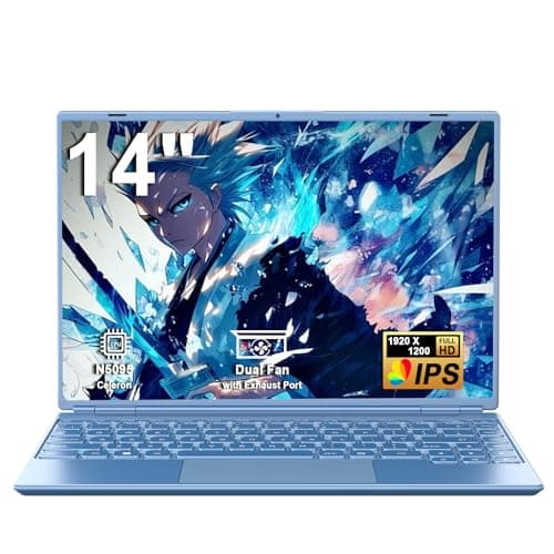 Image of HUQPPQ 14 Inch Laptop 8GB RAM 256GB SSD Celeron N5095 Processor, FHD 1920×1200 IPS Display, Blue Laptop with Webcam, WiFi 5, BT4.2, USB 3.0, Lightweight Laptops for Students, Work or Travel