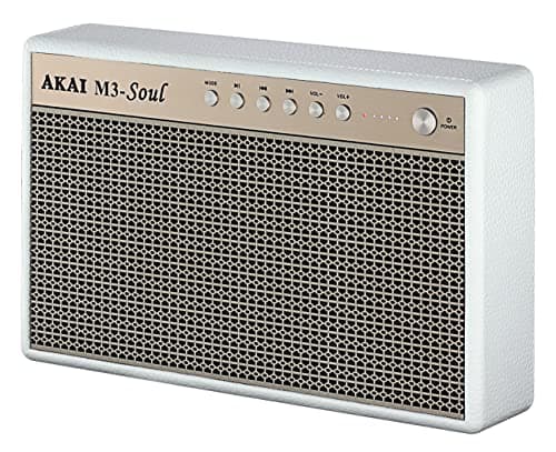 Image of AKAI -Retro Speaker with Bluetooth, Portable Wireless Speaker, Wireless Speaker, USB Playback, Auxiliary Audio Input, Dual Charging Cable Included, 20W, White
